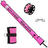 JUSTOOP 1,5m Surface Marker Boje Set, Aufblasbare Scuba Signal Tube mit Reflexstreifen, Scuba Diving Open Bottom Float (SMB) für Unterwasser Tauchen Schnorcheln mit 30.5 m Tauchspule Spule und Clip