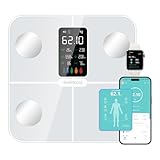Körperfettwaage Personenwaage Digital Waage mit Körperfett und Muskelmasse für 15 Körperdaten Herzfrequenz-Messgerät Waage für Apple Health & Samsung Health