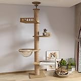 Md Kratzbaum deckenspanner,Raumkapsel,Katzenhängematte, Vollständig mit Sisalseil umwickelt,Breite von 11CM,Kratzbaum deckenhoch (240～250CM,265-275CM T04) hoher Katzenbaum