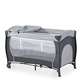 hauck Kinderreisebett Sleep N Play Center mit Neugeboreneneinhang, Wickelauflage, Tragetasche, Rollen, Schlupf, Klein Zusammenklappbar, Baby Reisebett Kleinkind ab Geburt bis 15 kg (Stone)