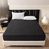 JIALIANG wasserdichte Matratzenauflage 137 x 190 cm Schwarz Inkontinenzauflage,Nässeschutz Bettlaken Spannbetttücher,für alle Jahreszeiten für Boxspringbett Matratzen bis 30 cm