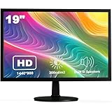 Insykktrkig 19 Zoll PC Monitor mit HDMI und VGA,1440x900 LED Bildschirm,Eingebaute Lautsprecher,60Hz,5ms,Helligkeit 300cd/m²,Neigbar,VESA 75x75, Business Computer Desktop Monitor