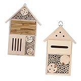 BESPORTBLE 2St Insektenhaus Hinterhof-Damenhütte im Freien Igelhäuser für den Garten Vogel Fütterer Garten Lebensraum naturholz insektenhäuser Garten Beet holzschmuck Holzhaus Gartenhaus