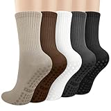 Tialfas 5 Paar Pilates Socken Yoga Socken Soft Cotton Stoppersocken Rutschfeste AntiRutschSocken Damen für Ballett Barre Tanz Gym Fitness Workout Trampolin Hospital Home
