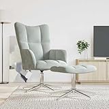 Emmtore Relaxsessel mit Hocker Drehbar Fernsehsessel Polstersessel Polsterstuhl Relaxstuhl Sessel Ohrensessel Armsessel Wohnzimmer SamtHellgrau,Mit Fußablage