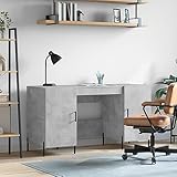 WKIEQACO Büroschreibtische, Schreibtisch, Betongrau, 140 x 50 x 75 cm, Holzwerkstoff