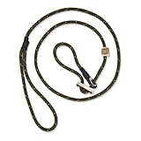 ROMNEYS Moxonleine Durham 6 mm – handgefertigte Retrieverleine & Agilityleine mit Hirschhorn-Zugstopp – Leine & Halsband in einem – Hundeleine Made in Germany (Oliv, 100 cm)