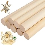 Vylro 8 Stück Rundholz 20mm Durchmesser,2cm×30cm Natürliche Rundstab Holz,Runde Makramee-Holzstäbe,Rundholz Holzstab für Kunst und Heimwerker,Basteln,Gestufte Kuchenstütze und Hochzeitsbandstäbe