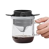 Dokeno Kaffeefilter 1–2 Tassen, Papierloser Kaffeefilter Kaffeefilter Wiederverwendbar Camping Kaffeefilter Teefilter mit Halter für Zuhause Büro Reisen Camping