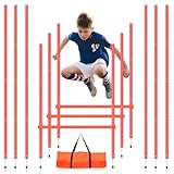 ZPONEED 12er Set Verstellbar Slalomstangen Fussball Set Slalom Poles, Abnehmbar Slalom Stangen, Agilität Stangen Fussball trainingszubehör für Koordinationstraining, Slalom, Fußball, Hundesport