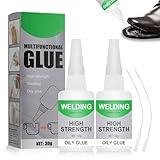 2 Stück Universal Wasserdichter Superkleber Extra Stark für Alles, Mächtiger Universalkleber, Schweißen Hochfester Ölkleber, Superkleber Ölbasierend für Kunststoff Metall, Keramik, Glas, Leder, Holz