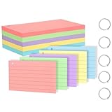 Karteikarten in Pastellfarben, 7,6 x 12,7 cm, liniert, mit Ring, beide Seiten liniert, farbige Karteikarten, schwere Notizkarten, Lernkarten, Notizblock für Zuhause, Büro, Schule, 100 Stück