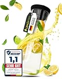 Lemontree Glaskaraffe mit Deckel 1l - Wasserkaraffe für kalte & heiße Getränke, Deckel mit Close Up-Verschluss, Karaffe aus Borosilikatglas