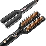 Nimmu Glättbürste,Verbrühungsschutz Glätteisen Ionen Glättungsbürste Mit LED-Anzeige,Doppel Glättungskamm Hair Straightener Brush,Dual-Voltage 5 Wärmestufen Schnelles Aufheizen Haarglätter Bürste