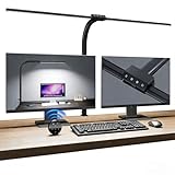Tnight Schreibtischlampe Klemmbar,2000lm 25W 80 cm Moderne Doppelkopf Klemmlampe Schreibtisch mit Fernbedienungen&USB-Ladeanschluss,156 Leds 10 Farb 10 Helligkeit für Homeoffice, Bürolampe