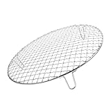 FUNNETOYU Runder Edelstahl Grillrost mit Stabilem Fuß Vielseitiges Barbecue Camping grillgitter Einfach zu Reinigen Robustes Grillnetz für Holzkohle Gasgrills Höhe