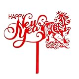 Chinesische Neujahrs Tortenaufleger,2D Acryl Jahr Des Pferdes Geburtstagszubehör,Feiertags Kuchenfiguren - Für Familienfeier Backparty Bürofest Abschluss Home Baker