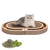 Nobleza Kratzbrett Katzen Groß 2-in-1 Faltbar mit Spielzeugball & Katzenminze - Hochwertige XXL Katzenkratzbrett für Mehrere Katzen, 60x40cm