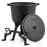 BBQ-Toro Zauberkessel Wizard | Kochtopf aus Gusseisen | Gusstopf mit DREI Beinen, Deckel, Bügel und Feststellschrauben | Hexenkessel (7 Liter)