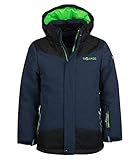 Trollkids Kinder Norefjell Wasserabweisende Winddichte Ski Jacke Winterjacke, Marineblau/Hellgrün, Größe 128