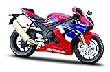 Maisto Honda CBR 1000RR-R Fireblade: Motorradmodell im Maßstab 1:12, mit Federung und ausklappbarem Seitenständer, 17 cm, rot-blau (5-20099), Mittel