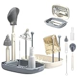 Baby Flaschenbürste Set, 7 in 1 Babyflaschenbürsten Set, Flaschenbürste Reise, Babyflaschen trockenständer, Silikon Babyflaschenbürste, Komplettes Flaschenreinigungsset, ideal für Zuhause und Reisen