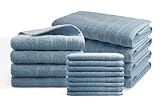 DoubleLife Handtücher 16 Teilig Set - 100% Baumwolle, Davon 50% Recycelte - 550 g/m² - GRS Zertifiziert- Saugstark - Blau