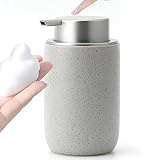GIRLUFO Keramik Schaumseifenspender, Spülmittelspender 350ml Grau – Nachfüllbarer Seifenspender Spender Geeignet für Handseife, Küche, Bad (Modern Flüssigseifenspender)