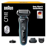 Braun Series 5 Rasierer Herren Elektrisch, Elektrorasierer mit EasyClick Barttrimmer Aufsatz, Ladestation, EasyClean Rasierapparat, Trockenrasierer, Wasserdicht, Made in Germany, 51-M4500cs, Mintgrün