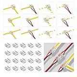 20 Stück 2 Polig 10mm LED Strip Verbinder, COB/SMD Streifen Verbinder - LED Streifen Eckverbinder - 8 Verbindungsarten, L- Form, T-Form - Lötfreier Verbinder für LED Kabel, Streifenverbindungen