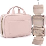 BAGSMART Kulturbeutel kulturtasche Damen, Kulturtasche zum Aufhängen, Toiletry Bag Kosmetiktasche Reise Waschtasche Transparent für Makeup,Toilettenartikel (Rosa)