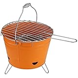 marion10020 Grilleimer Grill-Eimer Holzkohlegrill Eimergrill Grill BBQ Partygrill, mit klappbaren Füßen & Tragegriff, Grillfläche Ø ca. 27 cm, orange