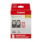 Canon Tinte & Papier Multipack - PG-540/CL-541 Original Drucker Tintenpatronen 2er-Pack (1 x Schwarz, 1 x Farbe druckerpatronen) & 4x6 Fotopapier (50 x Blatt) Für PIXMA TS5150, TS5151, MG3650s, MG4250