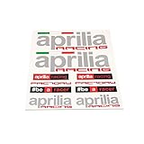 APRILIA Aufkleberset Racing 20x24cm – 10-teilig Stickerbogen kompatibel für SR50 Factory Roller Motorrad Moped Mokick – transparente Racing Aufkleber