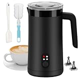 Ovetedot Milchaufschäumer, 400 ml Milchaufschäumer Elektrischer 4-in-1 für Heißen und Kalten Milchschaum, Automatische Abschaltung Kaffee Aufschäumer für Latte, Macchiato, Cappuccino(Schwarz)