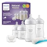 Philips AVENT Babyflaschen Natural Response, Geschenkset für Neugeborene – 4 Babyflaschen, ultra soft Schnuller und Flaschenbürste, Babys von 0–12 Monaten und älter (Modell SCD838/11)