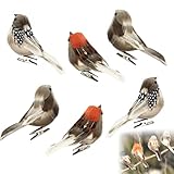 ShengBiLong 6 Stück Künstliche Federvögel, Künstliche Vögel，Feder Vogel Modell, Deko Vögel Mit Clip, Osterfiguren Mini Vogel Dekofigur, Miniatur Ornamente Hochzeit Dekoration