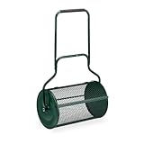 Relaxdays Kompoststreuer für Rasen, Meshkorb 80 L, Gartenstreuer mit Griff, HBT: 118 x 72 x 41 cm, Torfmoosstreuer, grün