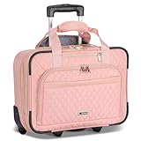 Lekespring Laptop Trolley Business mit Rolling Rädern, Stylische Wasserdicht Handgepäck Koffer Organizer mit 15.6 Zoll Laptopfach, Rollkoffer Aktenkoffer für Reisen/Business/Damen, Rosa