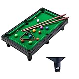 Mini Pool Billardtisch Pooltisch Spiel,Billardtisch Pooltisch Set mit 11 Bällen, 2 Queues und 1 Dreieck,Tragbarer Stressabbau-Tisch-Snooker-Spiel-Set für Kinder und Erwachsene