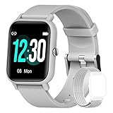 Blackview Smartwatch R3 Herren Damen Fitnessuhr, 1,3 Zoll Smart Watch, Armbanduhr mit Pulsmesser Schlafmonitor Musiksteuerung SpO2, Schrittzähler Uhr Sportuhr, Aktivitätstracker für Android iOS,Grau