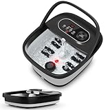 Snailax klappbares Fußbad mit Massage und Heizung, Fußsprudelbad mit 14 Heizstufen | Shiatsu-Rollen | Blasen | Rotlicht | Timer, Fußwanne elektrisch 35℃-48℃, faltbares Fußmassagegerät, Grün