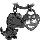 LANOLU Schlüsselanhänger Dinosaurier Mini-Rex, Glücksbringer Schlüsselanhänger Partner und für beste Freundin, Paar Geschenk Freund aus Metall