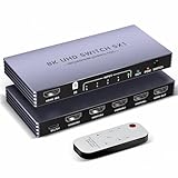 HDMI Splitter 4K 240Hz HDMI Switch 5 in 1 Out - 5 Port Switcher Selector 8K 60Hz with Remote 3D CEC HDR HDCP2.3, for PS5/4/3 Xbox DVD Player Nintendo Switch Roku PC TV Fire Stick