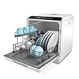 Hermitlux Tischgeschirrspüler, Mini Geschirrspüler mit und ohne wasseranschluss verwendbar, 43 cm breit, Platz für 4 Maßgedecke, Camping nutzbar, 175 kWh/Jahr, weiße