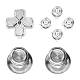 eXtremeRate Knöpfe Thumbsticks Steuerkreuz Aktionstasten aus Aluminium für ps5, Ersatztasten Analogsticks Dpad ABXY Tasten Richtungstasten Zubehör für ps5 Controller-Controller NICHT enthalten(Silber)