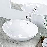 Signstek Waschbecken Design Aufsatzwaschbecken Keramik Waschschale 41x33x14 cm Weiß mit Spule