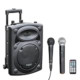 Ibiza - PORT8VHF-BT - Tragbarer Lautsprecher 8'/400W MAX mit 2 Mikrofonen (kabelgebunden und VHF), Fernbedienung und Schutzhülle - Bluetooth, USB, SD - 4 bis 6 Stunden Betriebsdauer