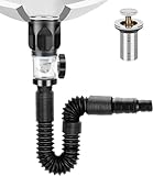 GUOYOU Siphon Waschbecken Kit,Waschbecken Ablaufgarnitur Kit mit Flexibler Ablaufschlauch Waschbecken Abfluss Abflussrohr-Kit Anti Verstopfung Geruch Resistent,Badezimmer Küchen Ausziehbar 300-1000MM