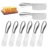 PRITOK 8er Set Edelstahl Buttermesser: Butter-Käse-Spatel, Marmelade Messer, Kleine Brot Creme Messer, Dessertmesser Set für Marmelade Butter Sahne Käse(6x Buttermesser, 2x Käsemesser)